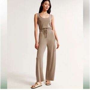 Abercrombie and Fitch Lounge Scoopneck Tan Jumpsuit